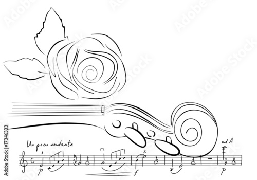 violin and rose lines. vector
