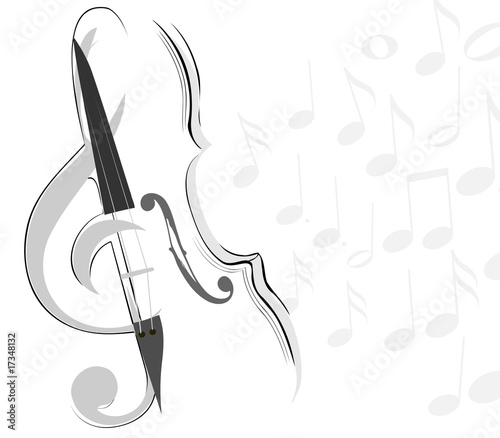 abstract violin and key lines. vector