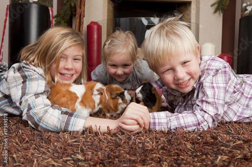 happy kids with their pets