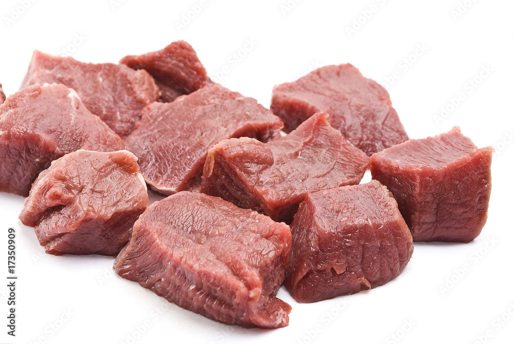 Raw fresh meat sliced in cube Raw fresh meat sliced in cube