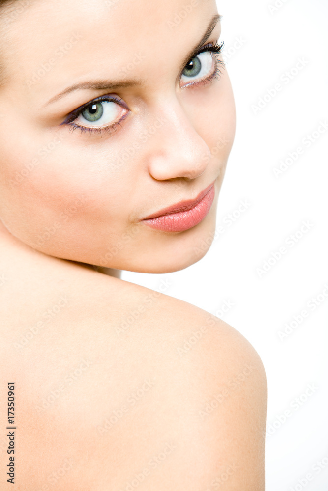 Naklejka premium attractive young woman with nacked shoulder