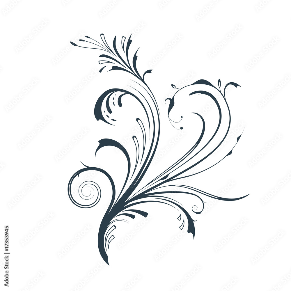 Vectorized scroll design element with floral ornaments Vectorized scroll design element with floral ornaments