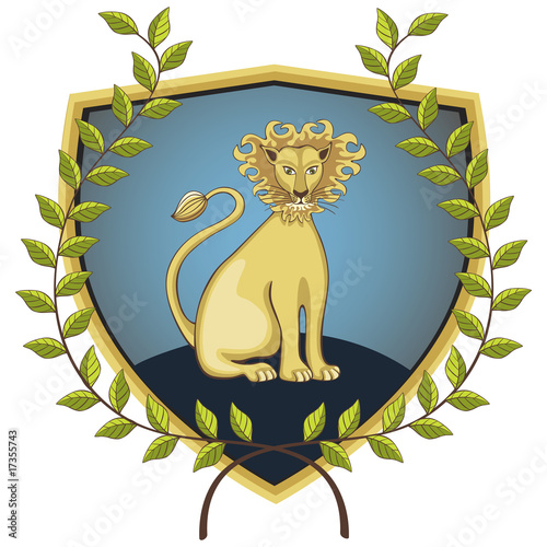 Lion in laurel wreath