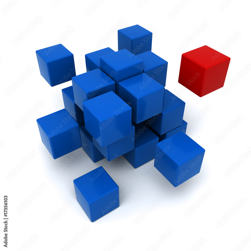 Red and blue cubic background