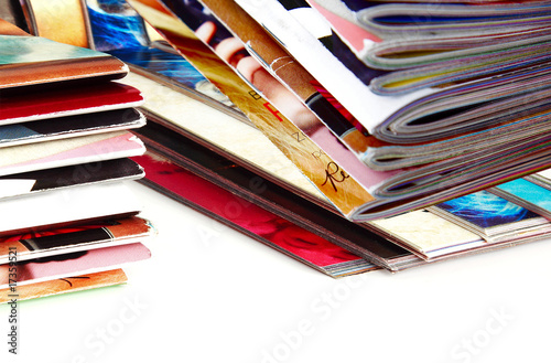 Stack of colorful magazines