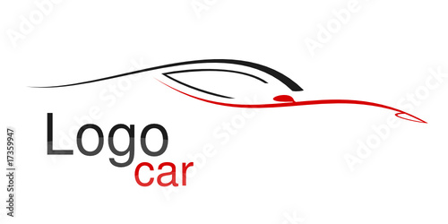 Car logo, red sports car vector logotype