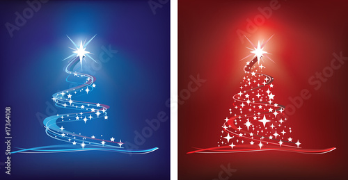 red and blue christmas tree