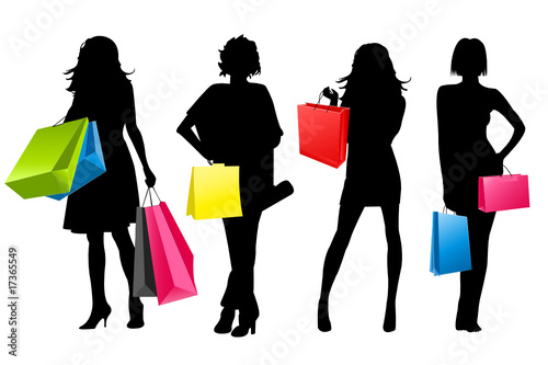 silhouette girls shopping #17365549