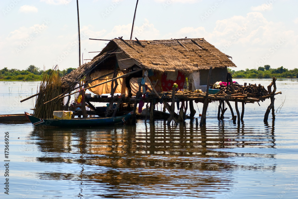 Typical House on the Tonle sap lake, between Siem Reap and Batta