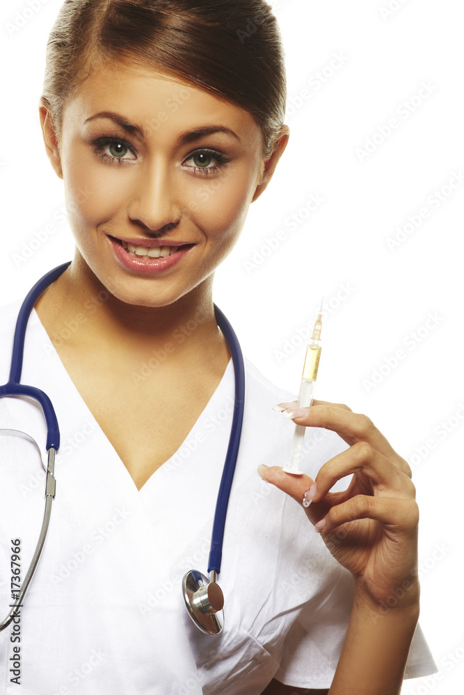 20-25 years old beautiful female doctor isolates on white 20-25 years old beautiful female doctor isolates on white