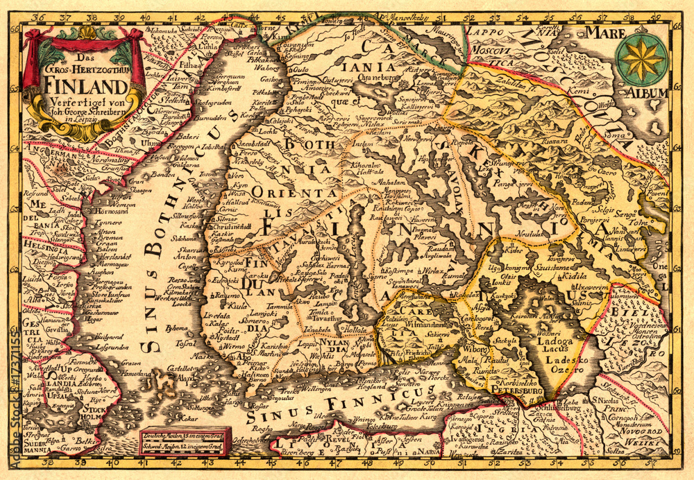 Naklejka premium Antique map of Finland