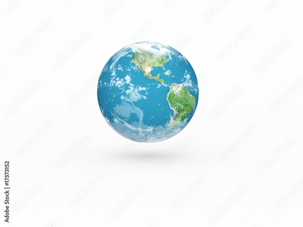 Earth model on white background with shadow Earth model on white background with shadow