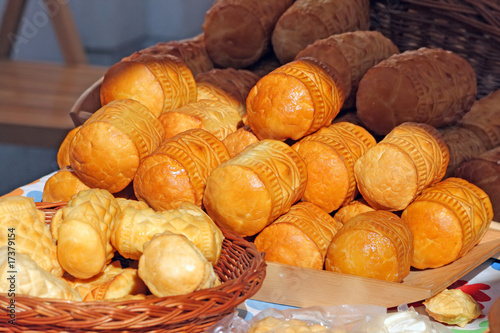 Traditional Polish smoked cheese known as oscypek at the market