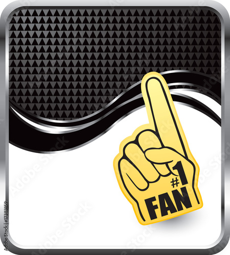 Fan foam hand on black checkered wave background