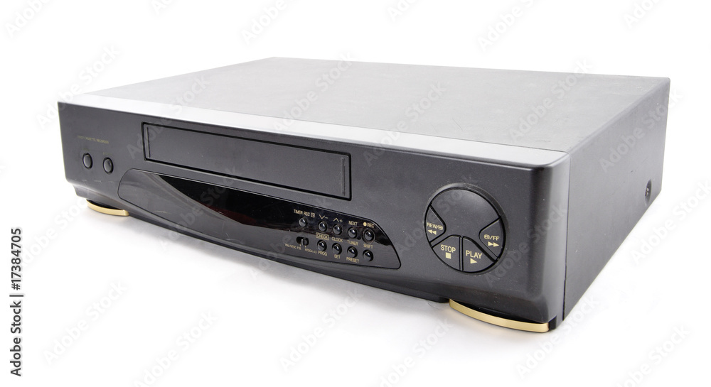 Obraz premium Old VCR on the white background. Front side.