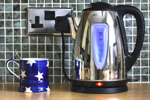 Electric kettle and cup photo