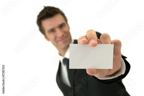 Elegant executive showing a business card