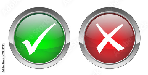 Tick & Cross Buttons (vector ; green+red)