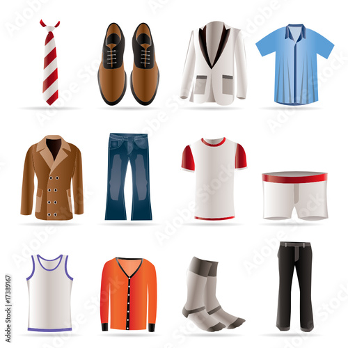 man fashion and clothes icons - vector icon set