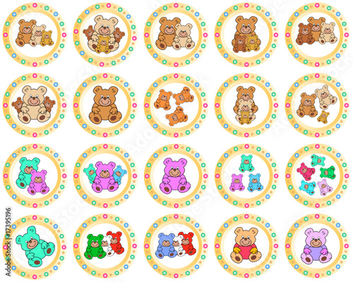 runde goldene plaketten mit teddybaeren