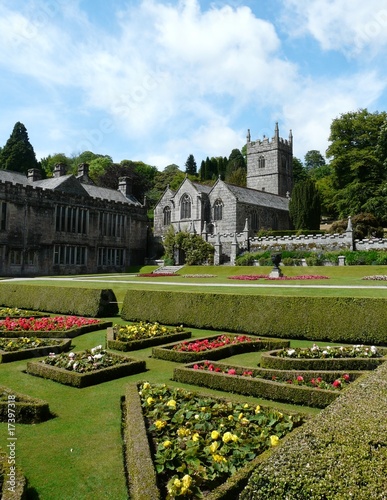 Gardens at Lanhydrock Castle near Bodmin in Cornwall England