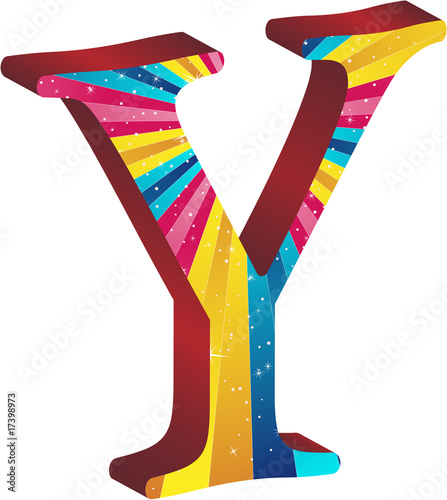 Colored alphabet with stripes and stars