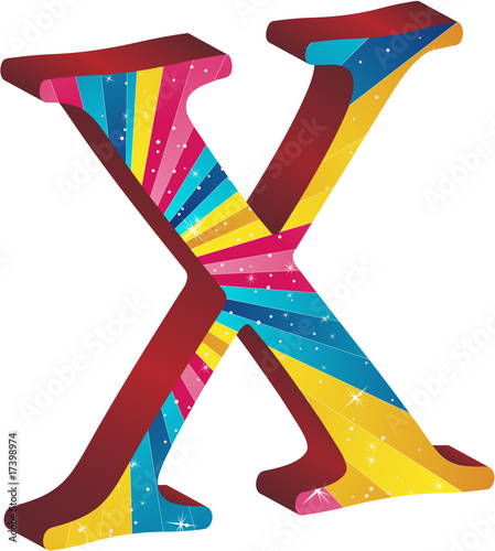 Colored alphabet with stripes and stars