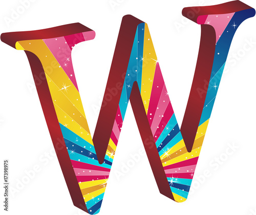 Colored alphabet with stripes and stars