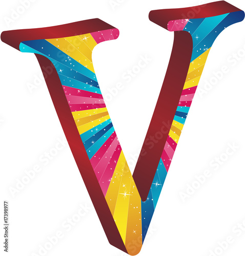 Colored alphabet with stripes and stars