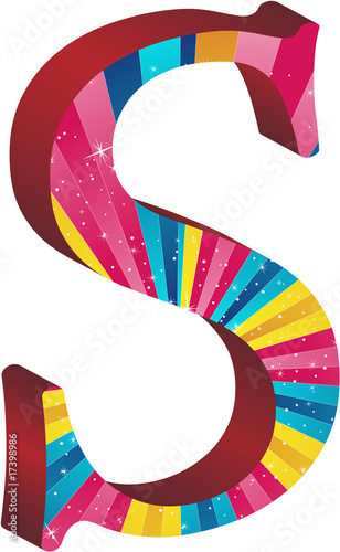 Colored alphabet with stripes and stars