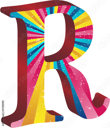 Colored alphabet with stripes and stars