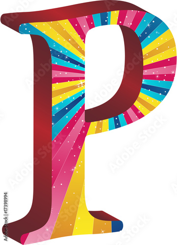Colored alphabet with stripes and stars