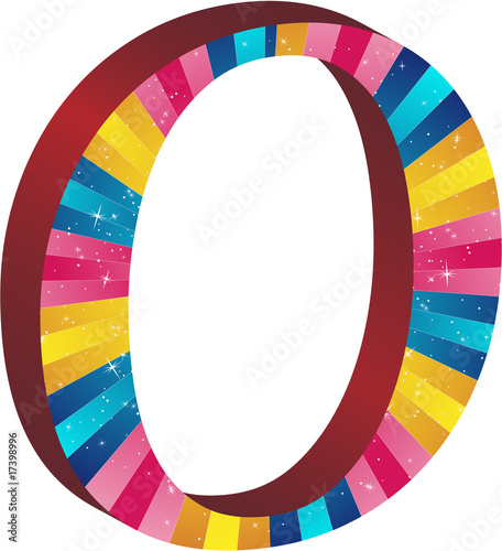 Colored alphabet with stripes and stars