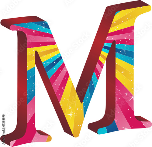 Colored alphabet with stripes and stars