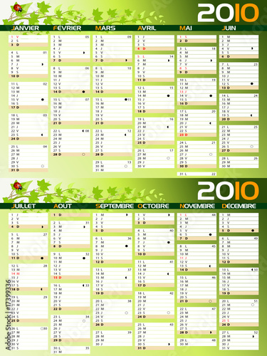 Calendrier 2010 nature à cases