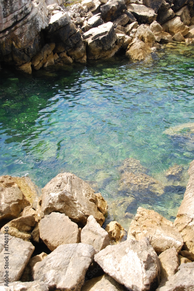 Beautiful lagoon with green ocean water