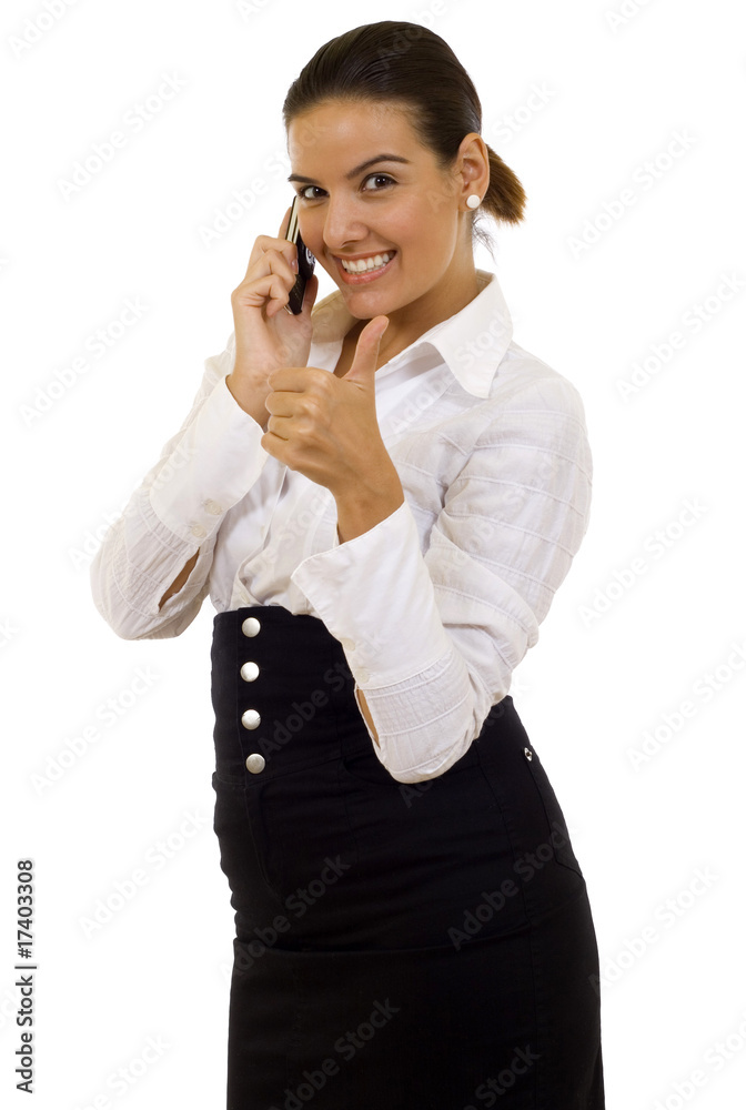 successful business woman with her thumbs up successful business woman with her thumbs up