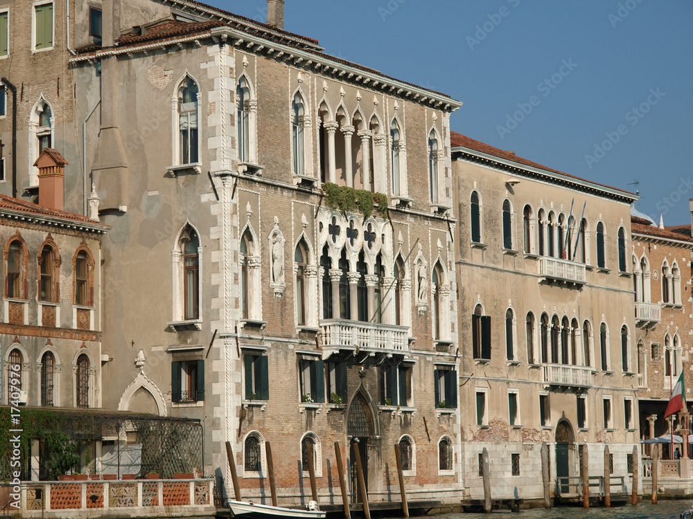 Typical Venetian scene with houses and windows Venice Italy