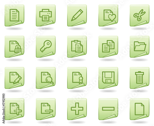 Document web icons, green document series