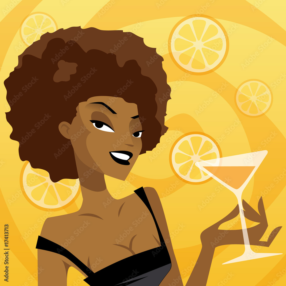 Fille cocktail orange