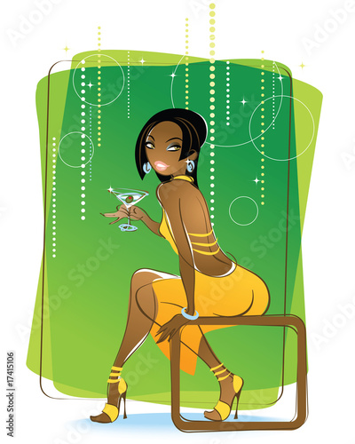 Sexy Black Girl with Martini