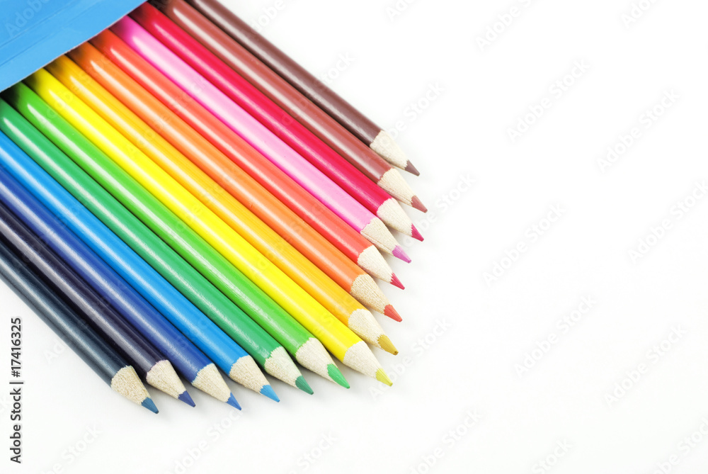 Fototapeta premium Box of Colored Pencils copy space
