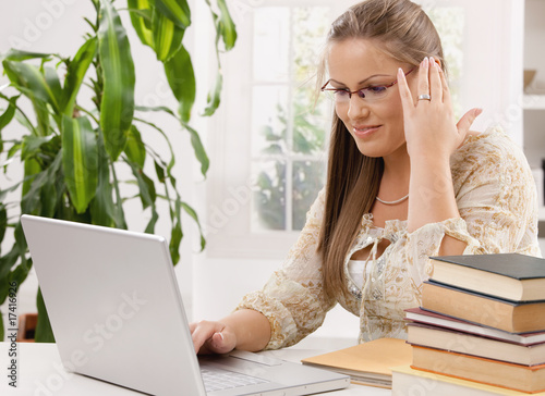 Student girl learing with laptop