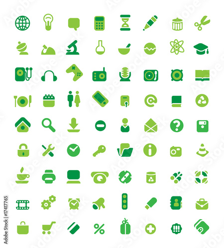 Set of green icons