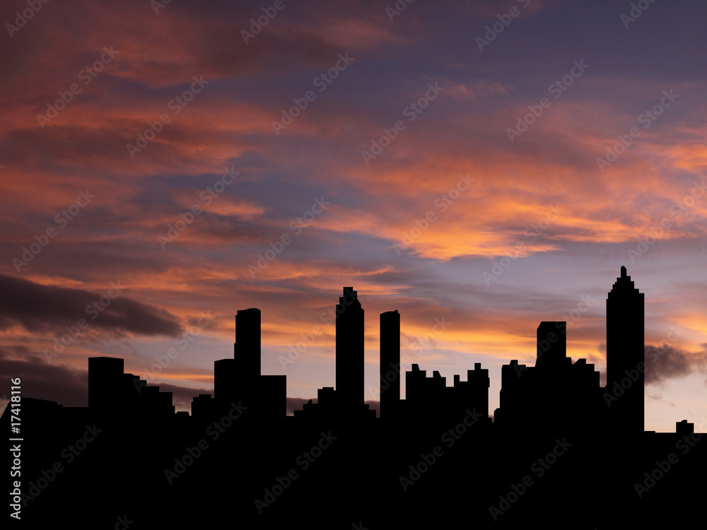 Atlanta skyline at sunset illustration