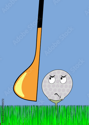 angry golfball awaiting stroke