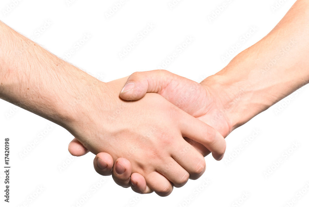 Shaking hands close up shot isolated on white Shaking hands close up shot isolated on white