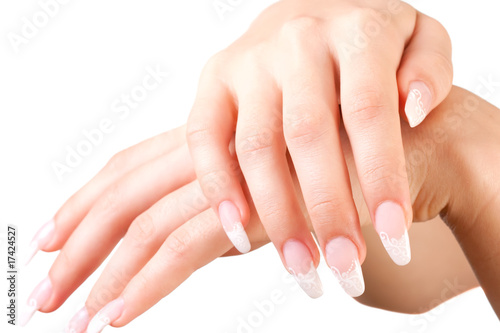 Fingernail. Woman hand. Manicure and Gesturing