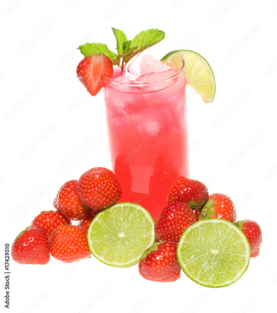 cocktail with strawberries and lime cocktail with strawberries and lime