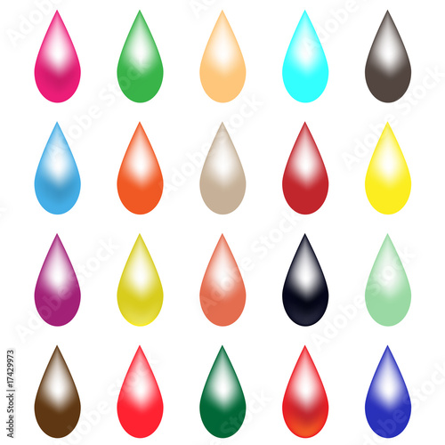 Set of Colored Raindrops